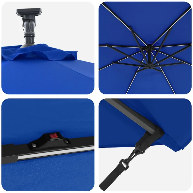 Parasol cantilever inclinable 294 x 294 x 248 cm en polyester azur 02_0058760