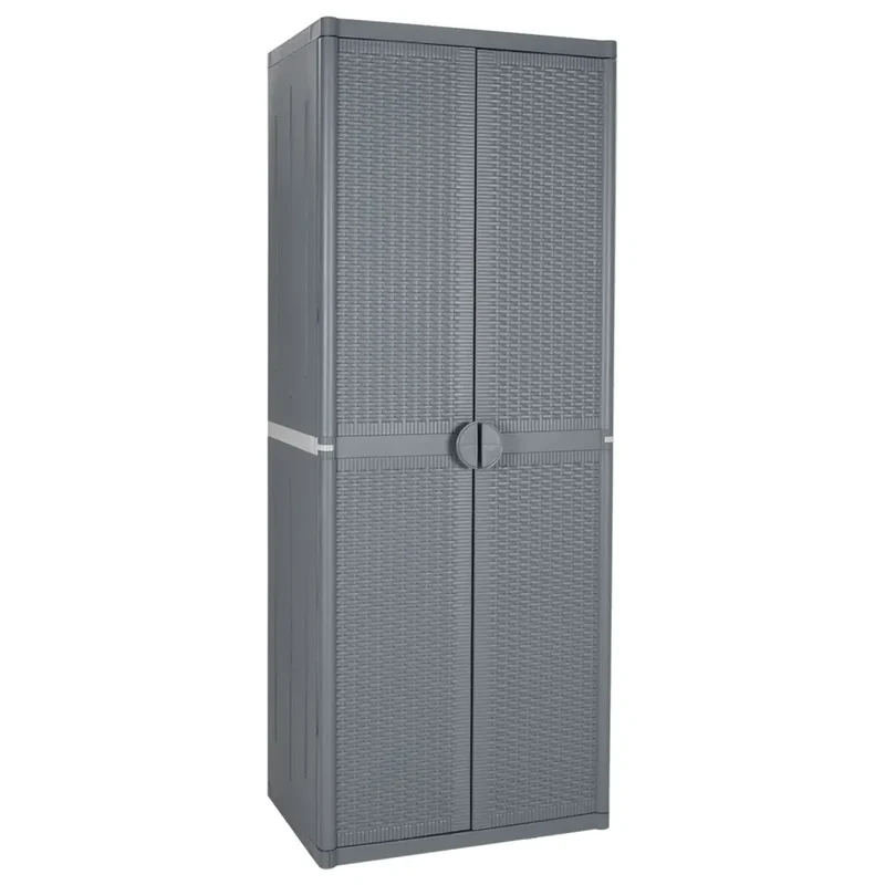 Armoire de rangement de jardin avec 4 étagères 65 x 45 x 172 cm design pratique en PP gris 02_0047404