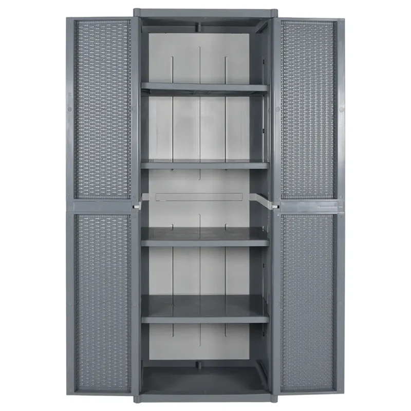 Armoire de rangement de jardin avec 4 étagères 65 x 45 x 172 cm design pratique en PP gris 02_0047404