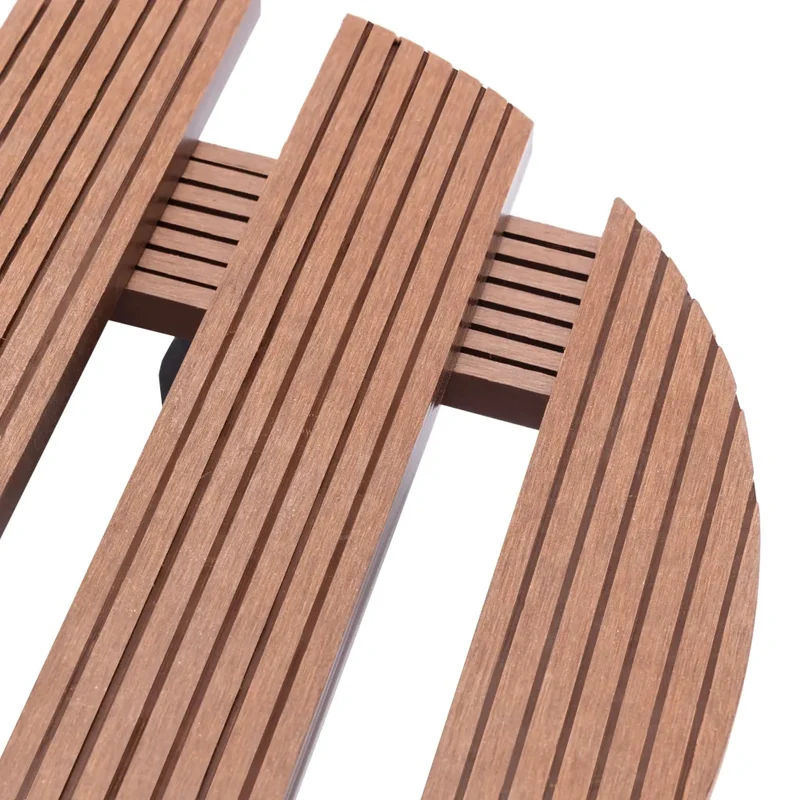 Lot de 2 chariots à plantes pratique extérieur Ø30 x 7,5 cm avec roulettes rotation 360° en WPC marron 02_0046082