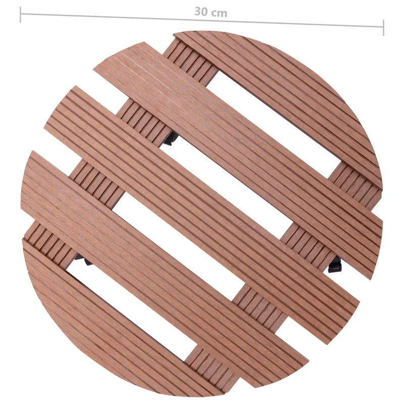 Lot de 2 chariots à plantes pratique extérieur Ø30 x 7,5 cm avec roulettes rotation 360° en WPC marron 02_0046082