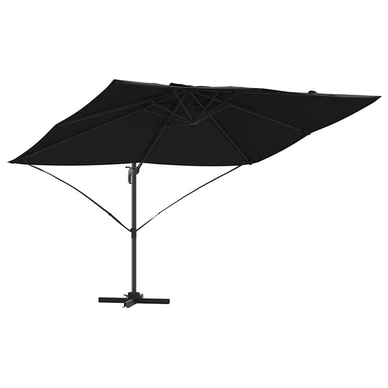 Parasol cantilever contemporain pivotable jardin 351 x 250 x 260 cm en polyester noir 02_0058719