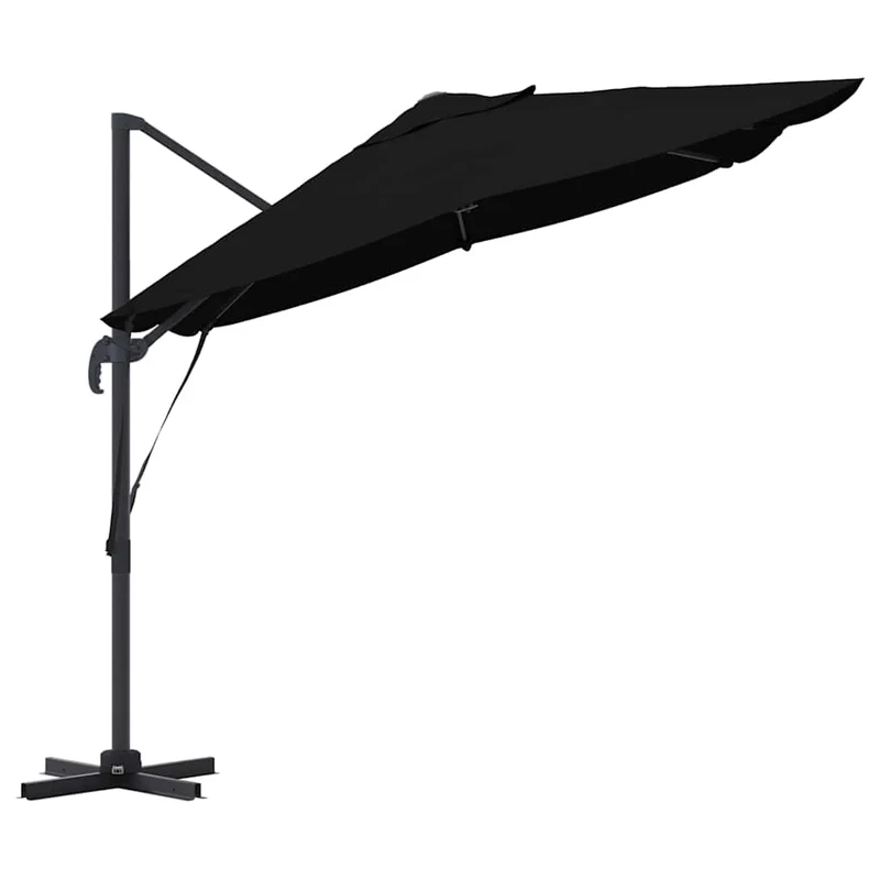 Parasol cantilever contemporain pivotable jardin 351 x 250 x 260 cm en polyester noir 02_0058719