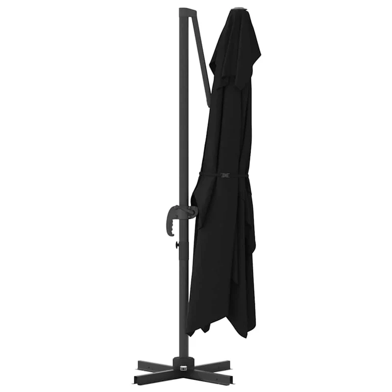 Parasol cantilever contemporain pivotable jardin 351 x 250 x 260 cm en polyester noir 02_0058719