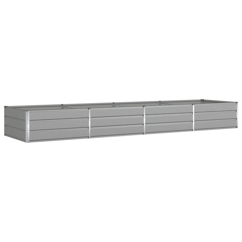 Jardinière rectangulaire moderne 195 x 100 x 45 cm design industriel extérieur en acier galvanisé gris clair 02_0059211