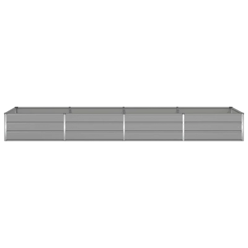 Jardinière rectangulaire moderne 195 x 100 x 45 cm design industriel extérieur en acier galvanisé gris clair 02_0059211