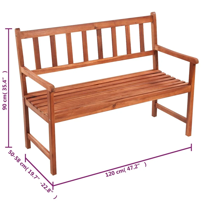 Banc de jardin meuble de patio d'extérieur terrasse avec coussin 120 cm bois d'acacia massif 02_0011366