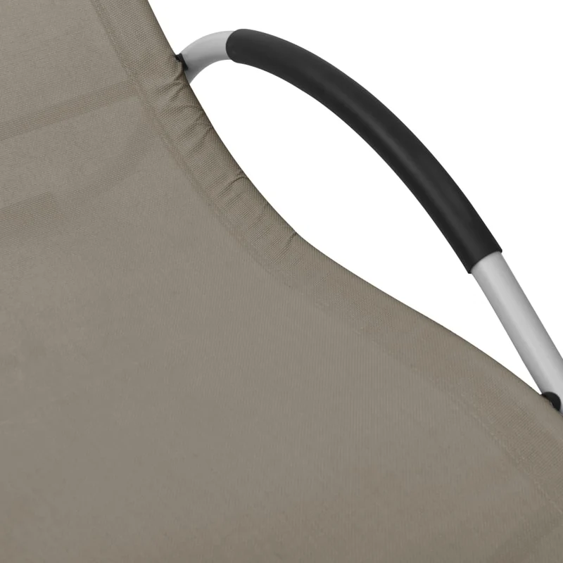 Transat chaise longue bain de soleil lit de jardin terrasse meuble d'extérieur textilène taupe et gris 02_0012941