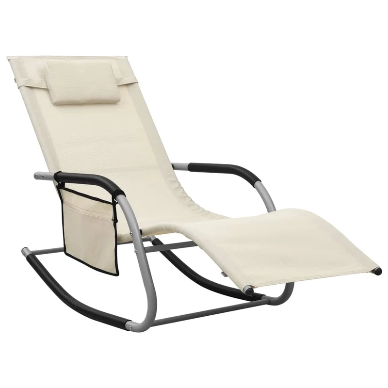 Lot de 2 transats chaise longue bain de soleil lit de jardin terrasse meuble d'extérieur textilène crème et gris 02_0012148