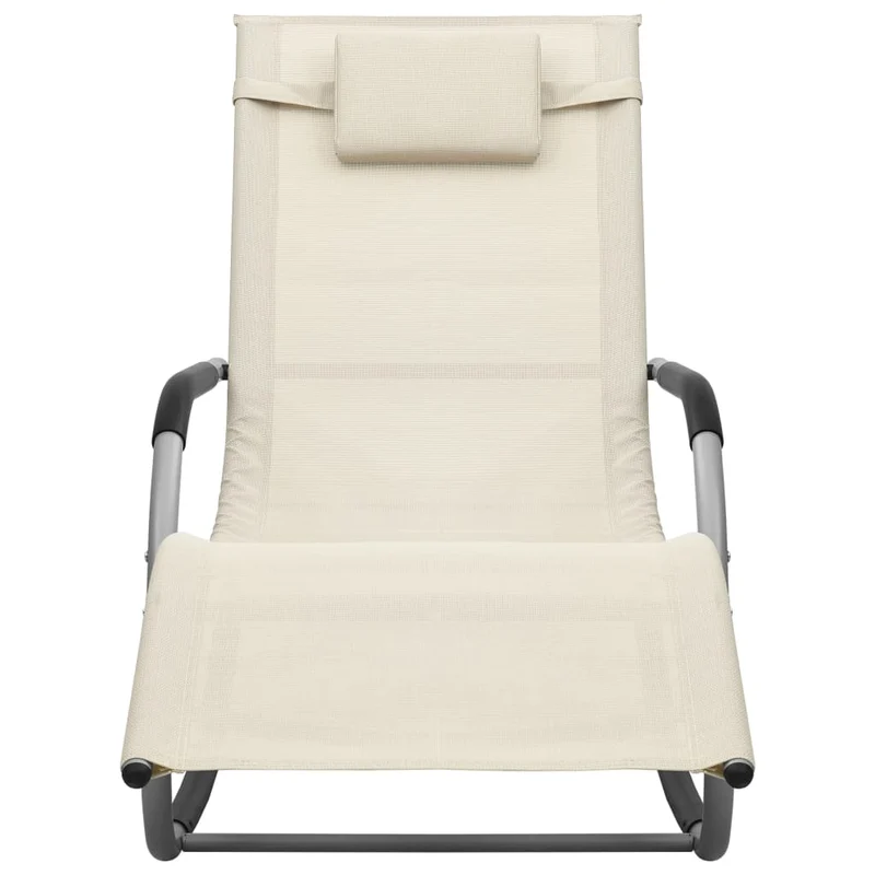 Lot de 2 transats chaise longue bain de soleil lit de jardin terrasse meuble d'extérieur textilène crème et gris 02_0012148