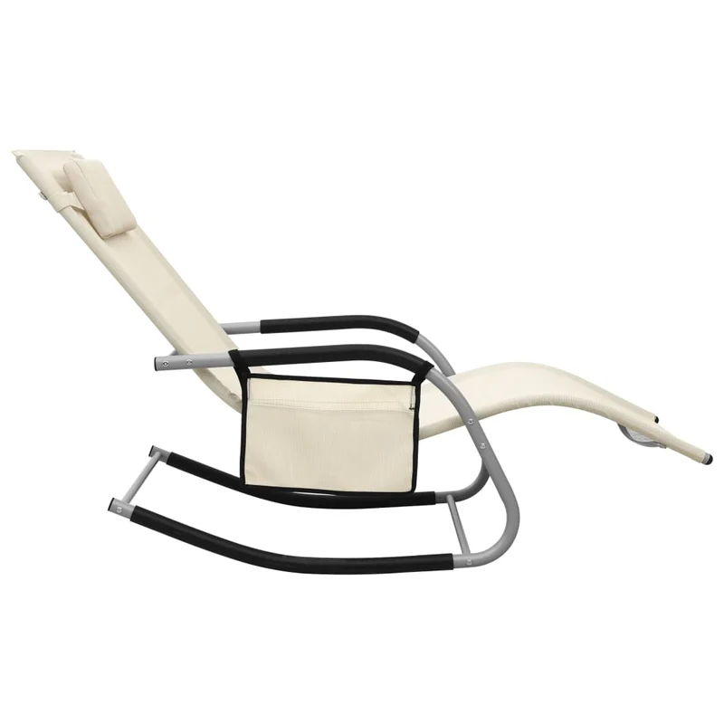 Lot de 2 transats chaise longue bain de soleil lit de jardin terrasse meuble d'extérieur textilène crème et gris 02_0012148