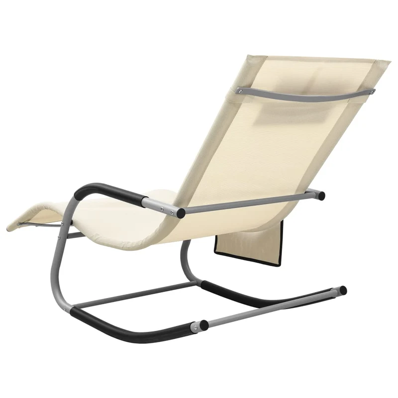 Lot de 2 transats chaise longue bain de soleil lit de jardin terrasse meuble d'extérieur textilène crème et gris 02_0012148