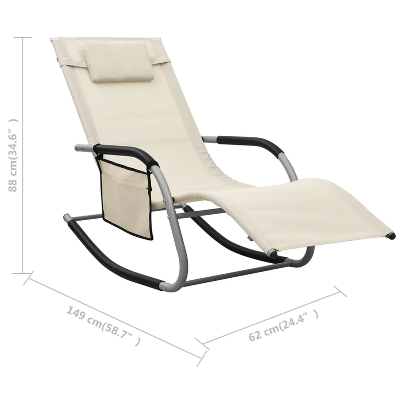 Lot de 2 transats chaise longue bain de soleil lit de jardin terrasse meuble d'extérieur textilène crème et gris 02_0012148