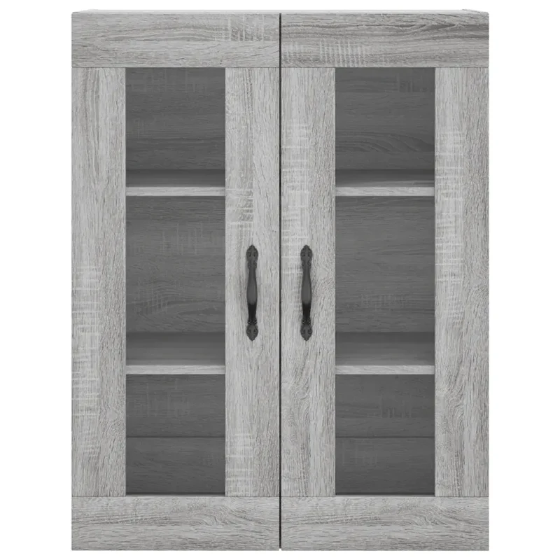 Lot de 2 armoires murales grand espace rangement polyvalent déco pratique 69,5 x 34 x 90 cm en bois sonoma gris 02_0055454