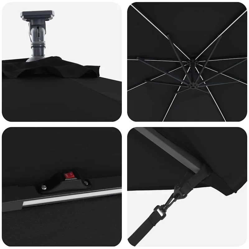 Parasol cantilever inclinable moderne 294 x 294 x 248 cm ombre durable jardin en polyester noir 02_0058759