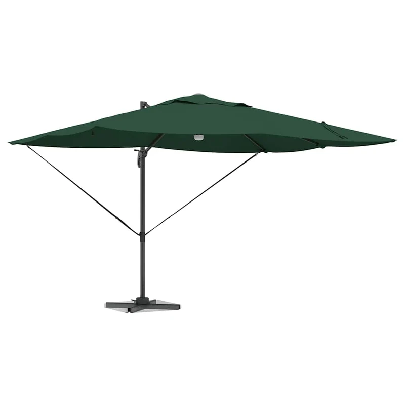 Parasol déporté inclinable et pivotant 351 x 250 x 253 cm design moderne terrasse en polyester vert 02_0058732