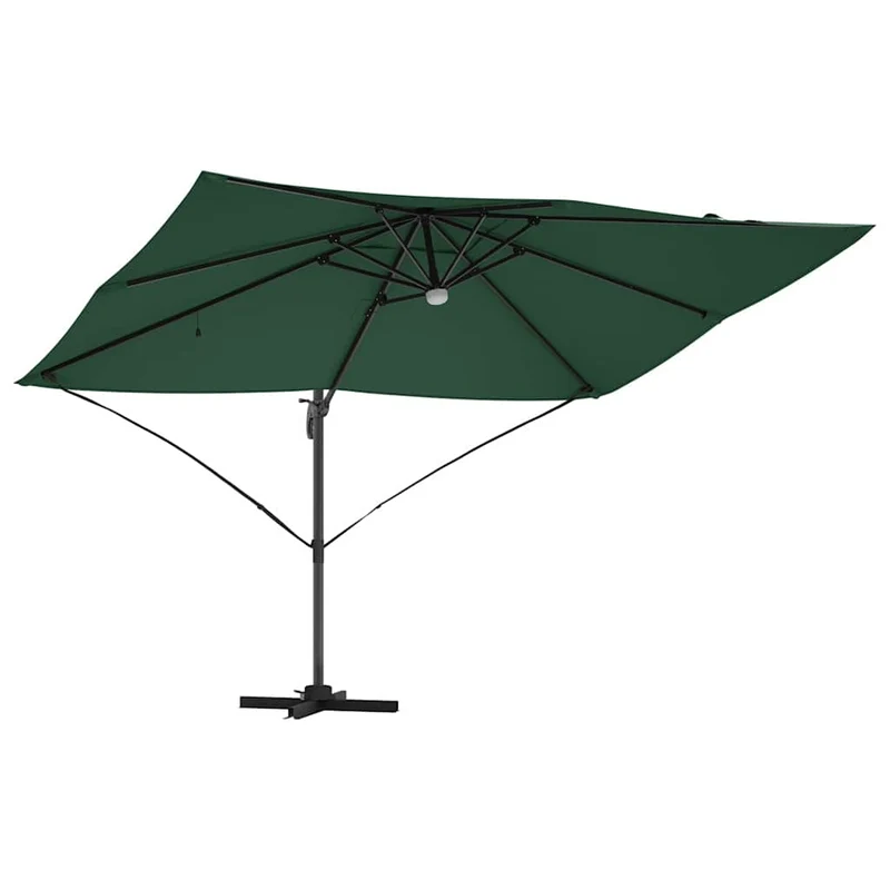 Parasol déporté inclinable et pivotant 351 x 250 x 253 cm design moderne terrasse en polyester vert 02_0058732