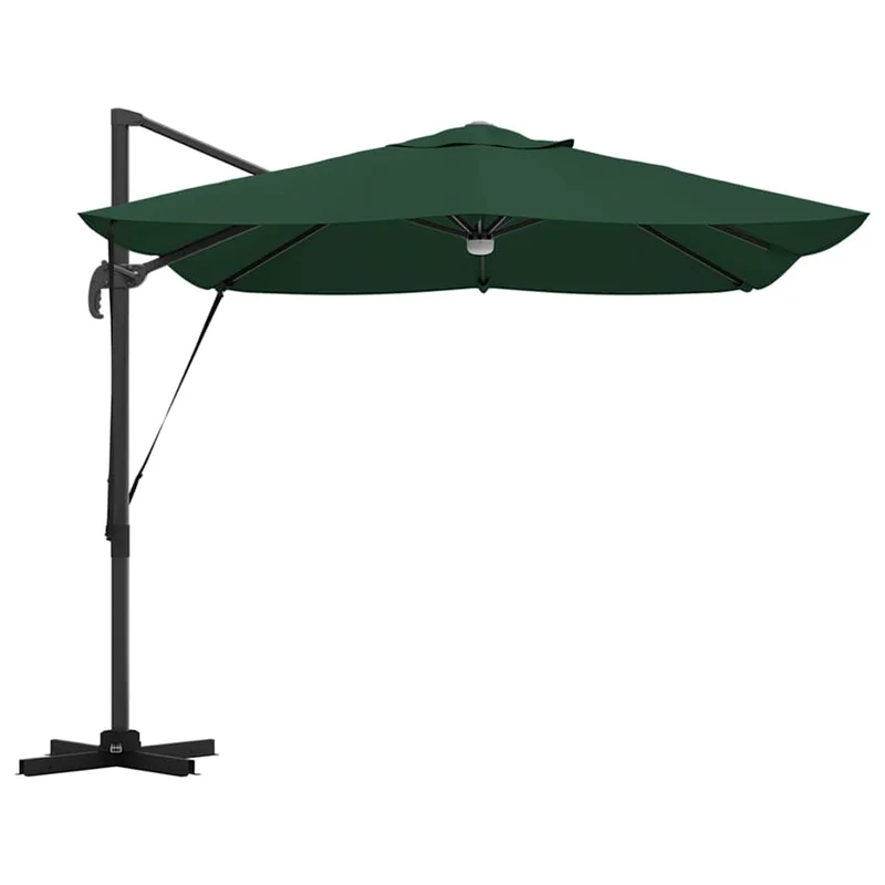 Parasol déporté inclinable et pivotant 351 x 250 x 253 cm design moderne terrasse en polyester vert 02_0058732