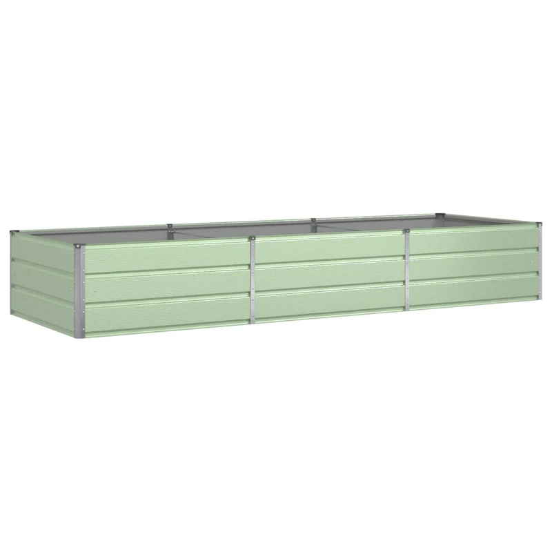 Jardinière moderne rectangulaire extérieure 195 x 100 x 45 cm en acier galvanisé vert pastel 02_0059288