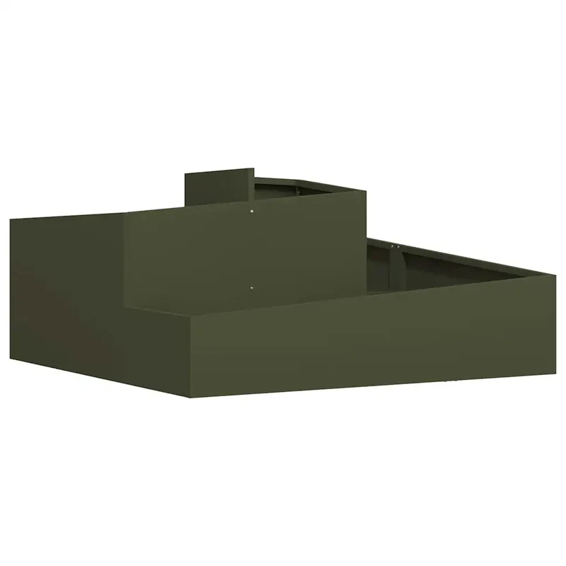 Cache-pot de jardin rectangulaire moderne extérieur 100 x 100 x 50 cm en métal vert olive 02_0052228