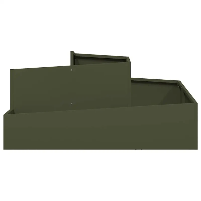 Cache-pot de jardin rectangulaire moderne extérieur 100 x 100 x 50 cm en métal vert olive 02_0052228