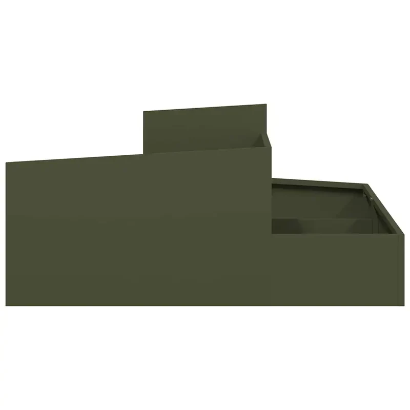 Cache-pot de jardin rectangulaire moderne extérieur 100 x 100 x 50 cm en métal vert olive 02_0052228