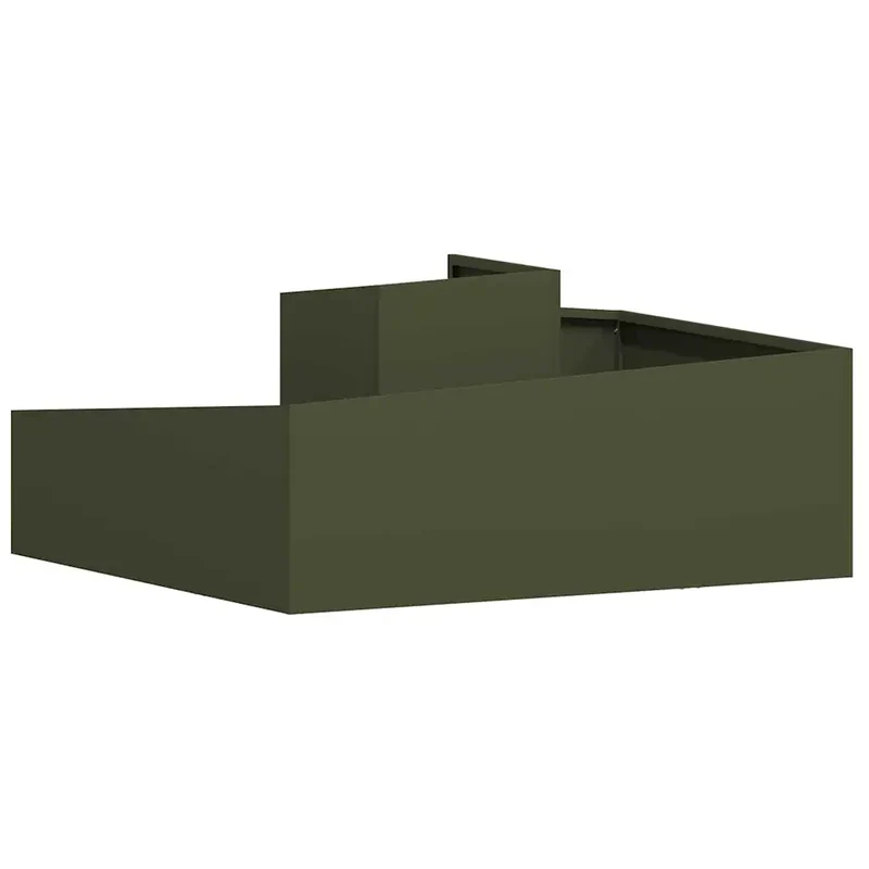Cache-pot de jardin rectangulaire moderne extérieur 100 x 100 x 50 cm en métal vert olive 02_0052228