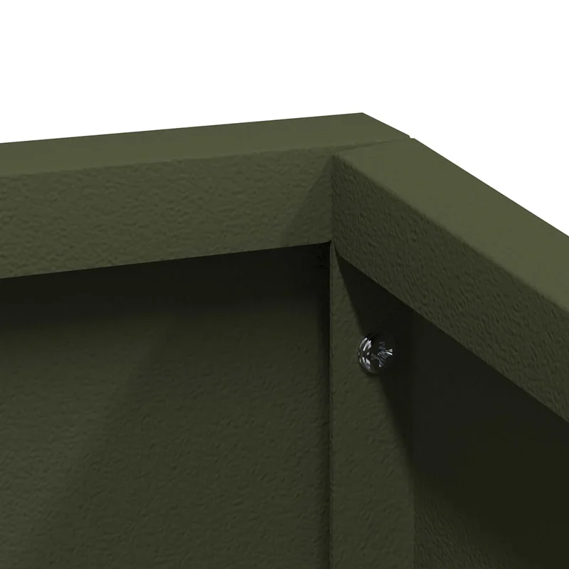 Cache-pot de jardin rectangulaire moderne extérieur 100 x 100 x 50 cm en métal vert olive 02_0052228