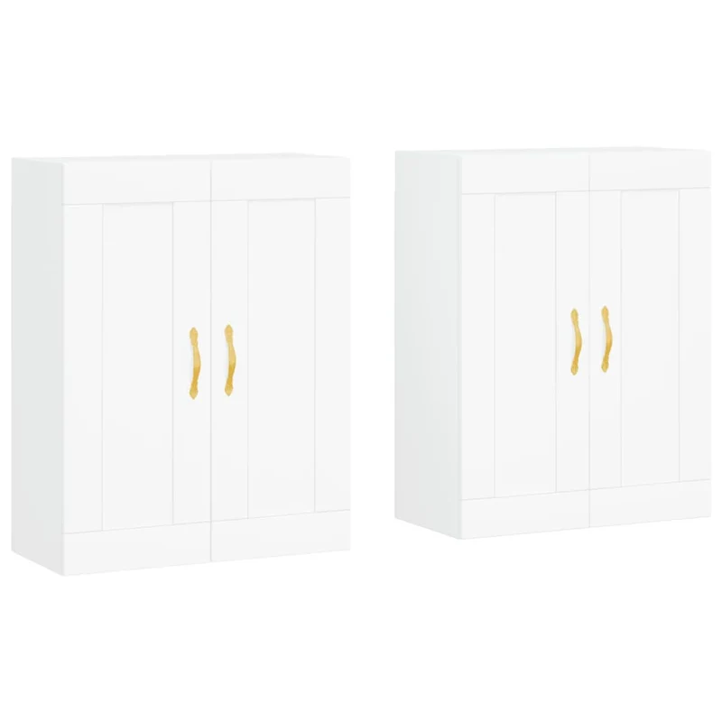 Lot de 2 armoires murales blanches design pratique espace rangement 69,5 x 34 x 90 cm en bois blanc 02_0055497