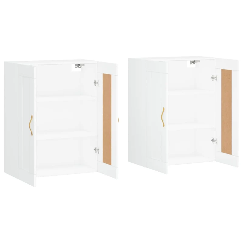 Lot de 2 armoires murales blanches design pratique espace rangement 69,5 x 34 x 90 cm en bois blanc 02_0055497