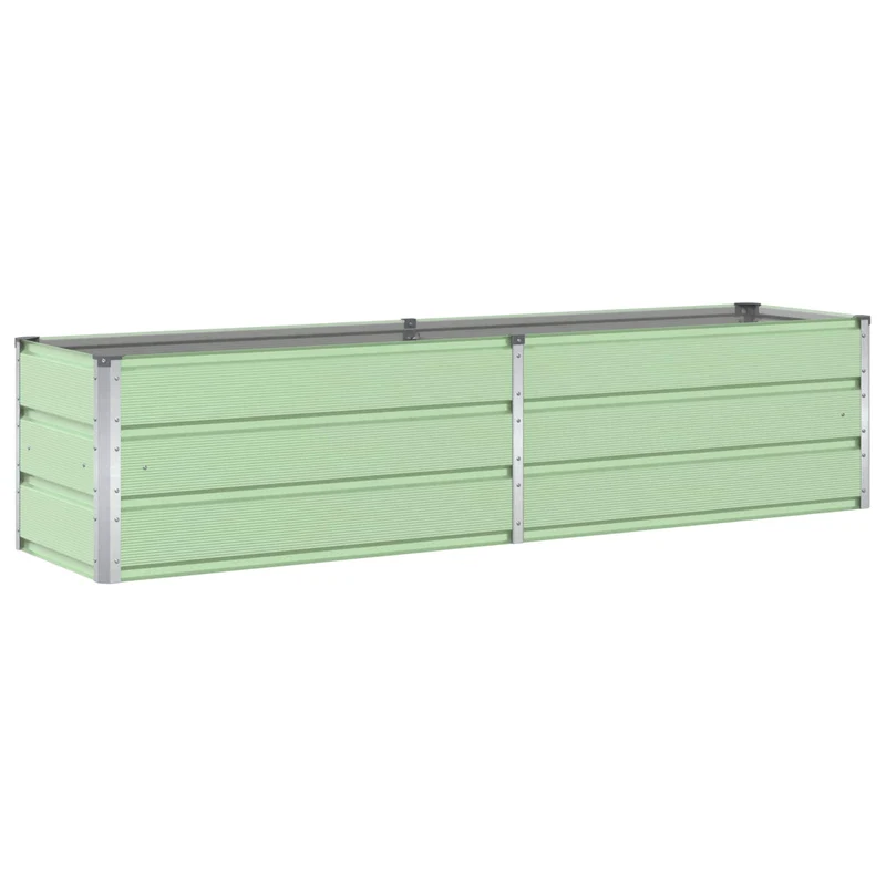 Jardinière moderne en acier galvanisé 195 x 50 x 45 cm facile à installer pour extérieur jardin terrasse en acier galvanisé vert pastel 02_0059277