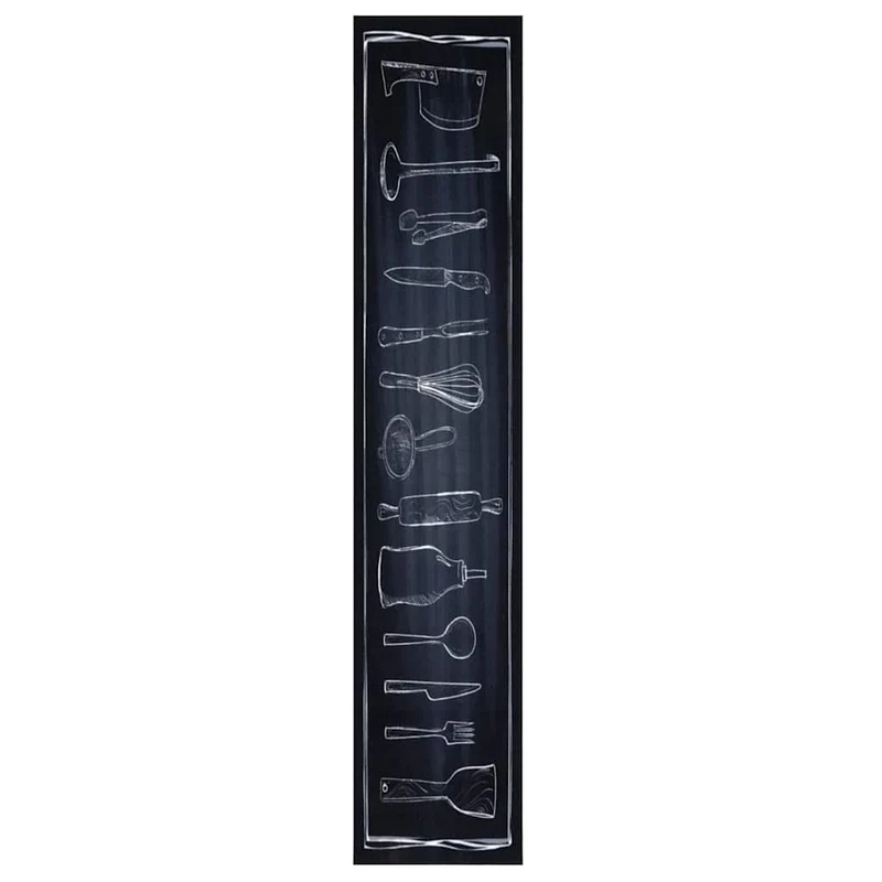 Tapis de cuisine rectangulaire antidérapant absorption rapide 300 x 60 cm moderne en velours noir 02_0058992