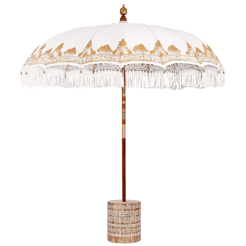 Parasol balinais avec base extérieur jardin 215 x 215 x 260 cm ambiance cosy en coton crème 02_0055943