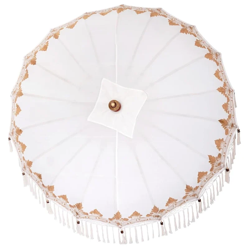 Parasol balinais avec base extérieur jardin 215 x 215 x 260 cm ambiance cosy en coton crème 02_0055943