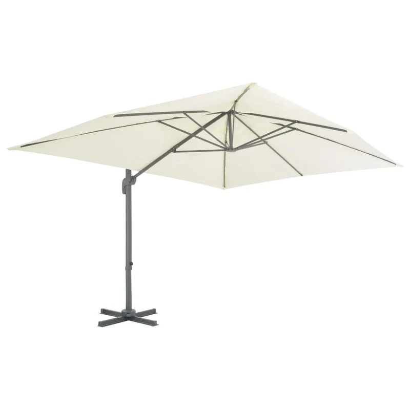 Parasol de jardin inclinable 4 x 3 x 2,68 m fonctionnel et robuste design contemporain en aluminium sable 02_0046364