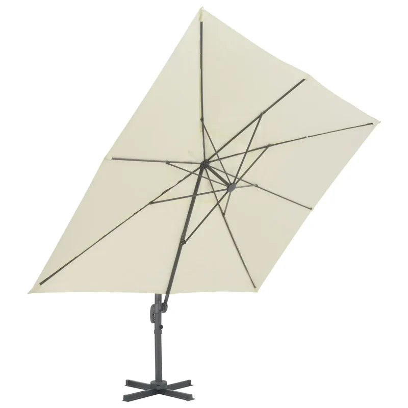 Parasol de jardin inclinable 4 x 3 x 2,68 m fonctionnel et robuste design contemporain en aluminium sable 02_0046364