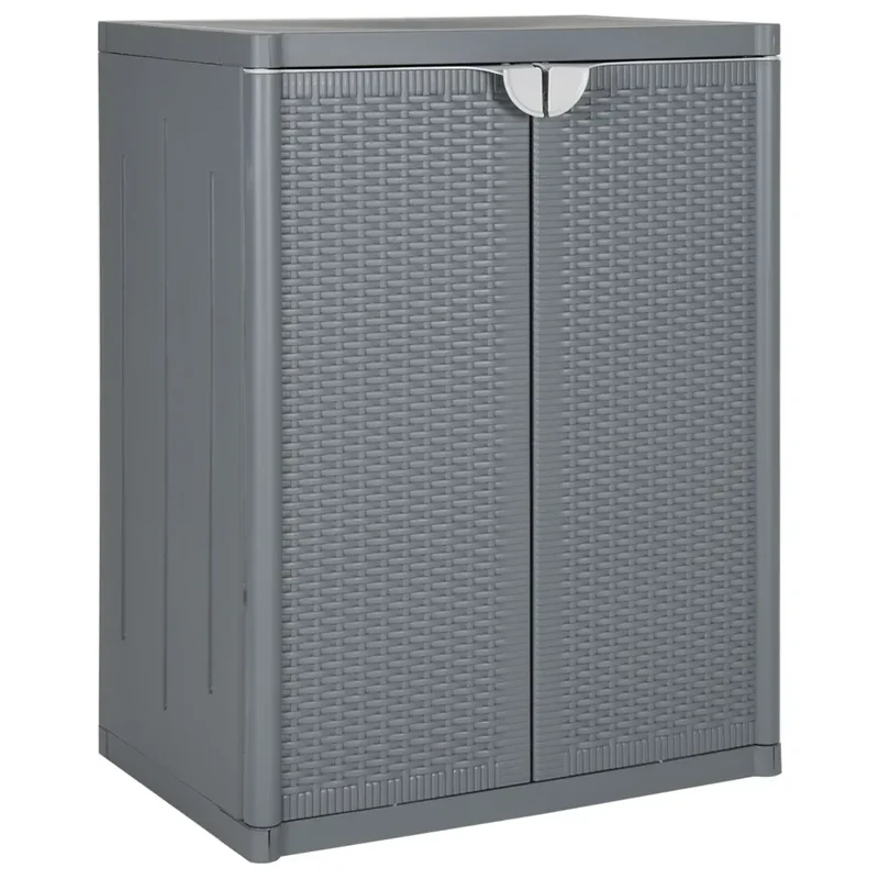 Armoire de rangement de jardin 65 x 45 x 88 cm avec 2 étagères design élégante en PP gris 02_0047403