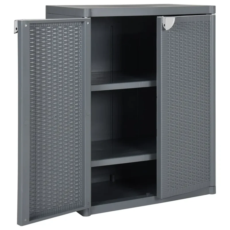 Armoire de rangement de jardin 65 x 45 x 88 cm avec 2 étagères design élégante en PP gris 02_0047403