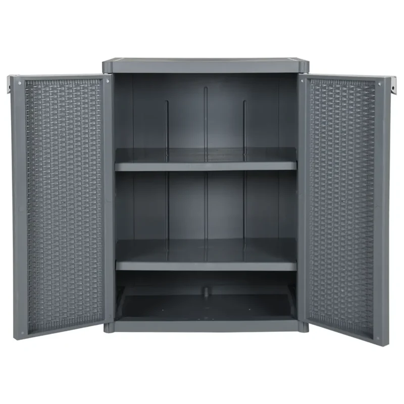 Armoire de rangement de jardin 65 x 45 x 88 cm avec 2 étagères design élégante en PP gris 02_0047403