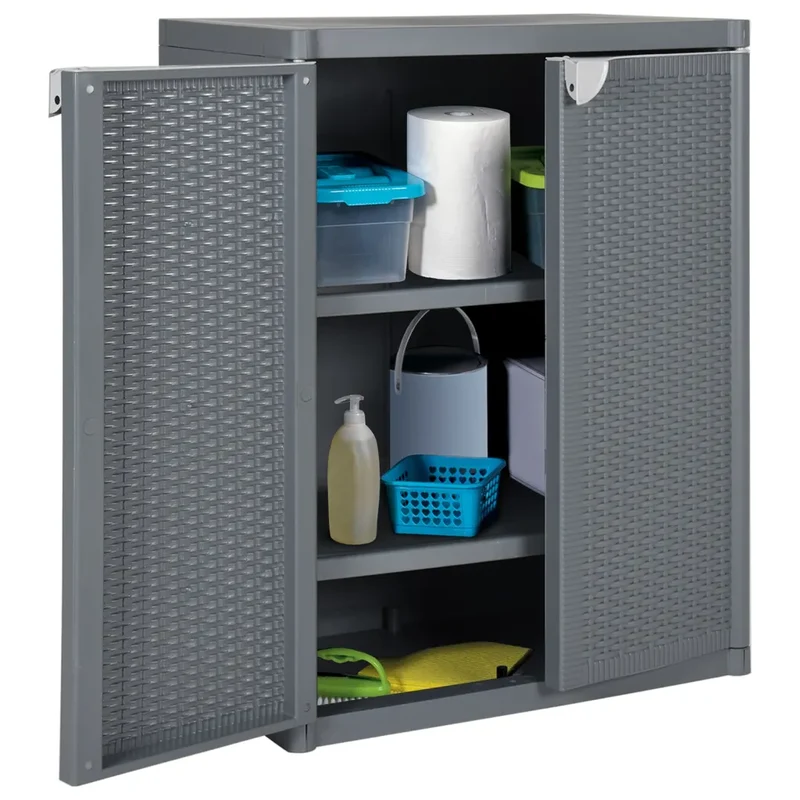 Armoire de rangement de jardin 65 x 45 x 88 cm avec 2 étagères design élégante en PP gris 02_0047403