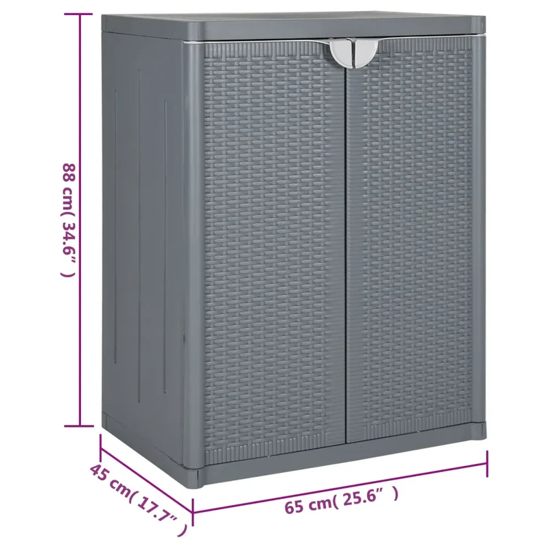 Armoire de rangement de jardin 65 x 45 x 88 cm avec 2 étagères design élégante en PP gris 02_0047403