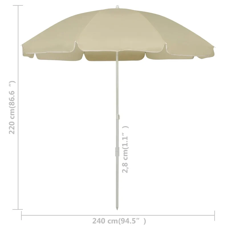 Parasol de plage inclinable anti-UV 240 x 240 cm style Hawaï en polyester blanc 02_0046510