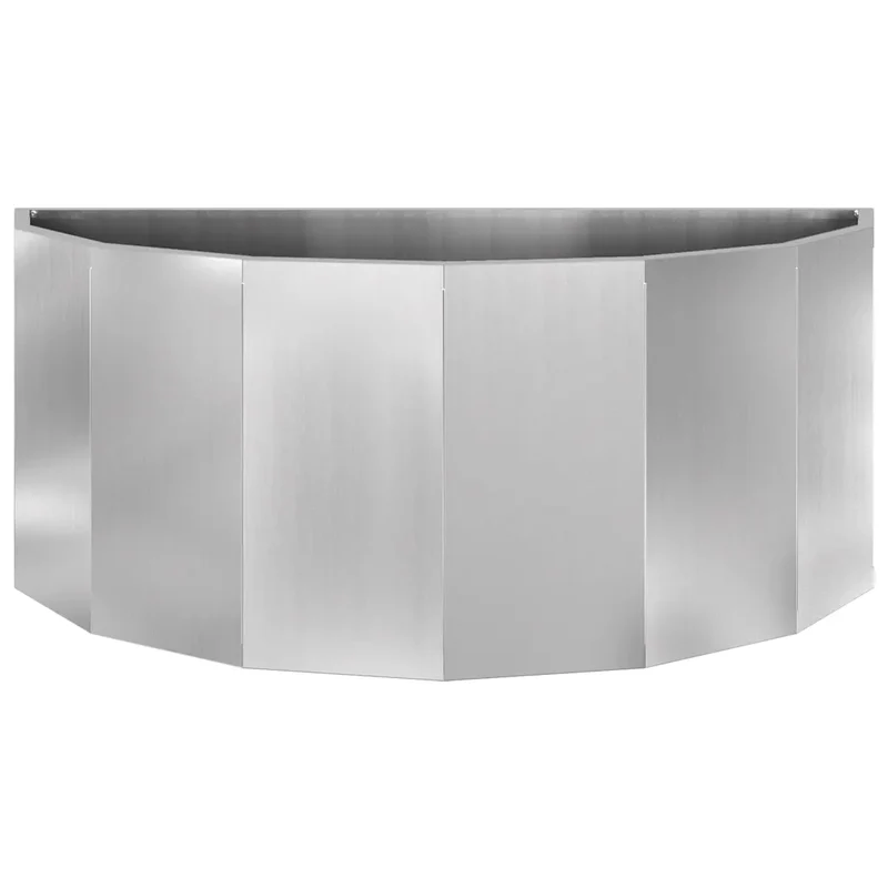 Jardinière demi-ronde moderne extérieure 90 x 45 x 35 cm design esthétique en acier galvanisé argent 02_0052934