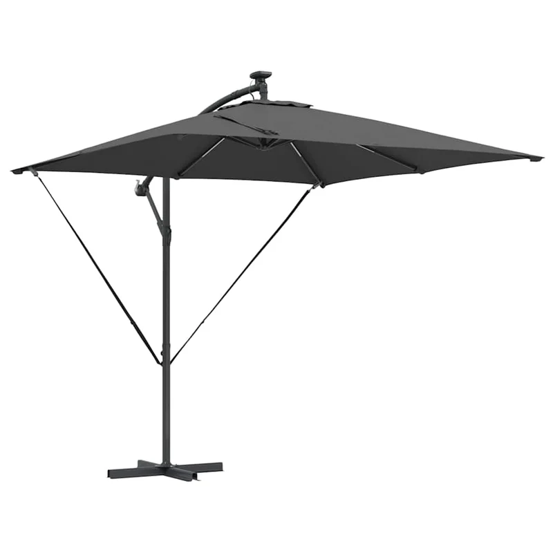 Parasol déporté inclinable moderne jardin 249 x 249 x 250 cm en acier anthracite 02_0058773
