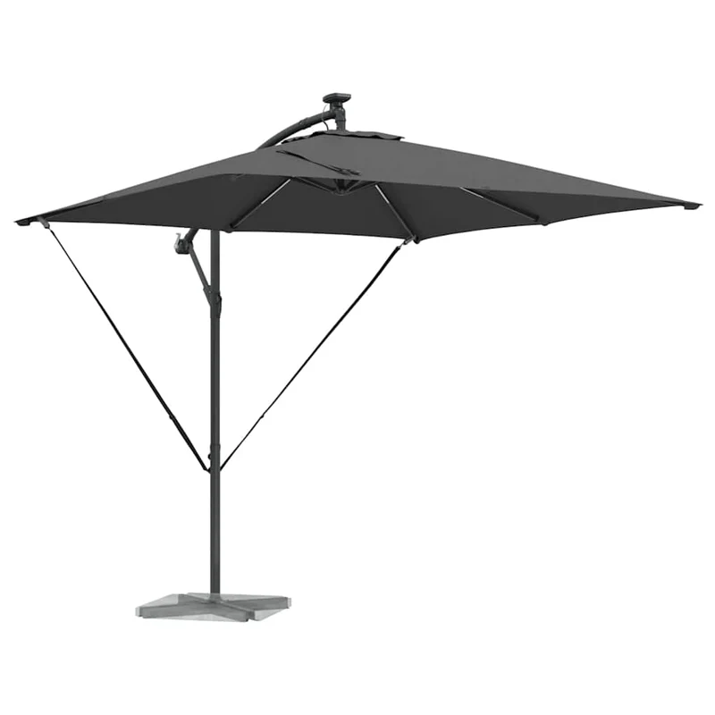 Parasol déporté inclinable moderne jardin 249 x 249 x 250 cm en acier anthracite 02_0058773
