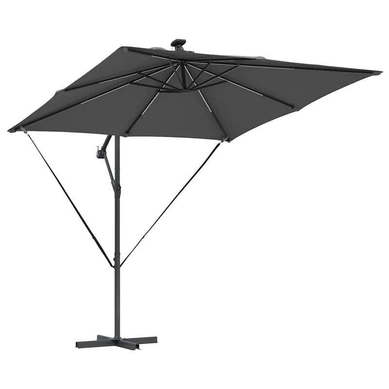 Parasol déporté inclinable moderne jardin 249 x 249 x 250 cm en acier anthracite 02_0058773