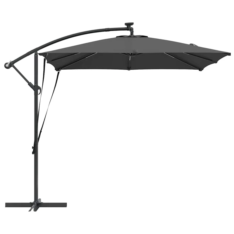 Parasol déporté inclinable moderne jardin 249 x 249 x 250 cm en acier anthracite 02_0058773