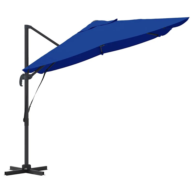 Parasol cantilever contemporain inclinable design moderne terrasse jardin 351 x 250 x 260 cm en polyester azur 02_0058720