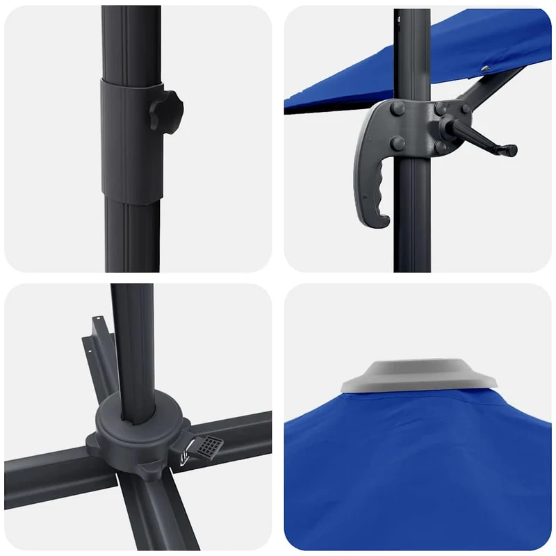 Parasol cantilever contemporain inclinable design moderne terrasse jardin 351 x 250 x 260 cm en polyester azur 02_0058720