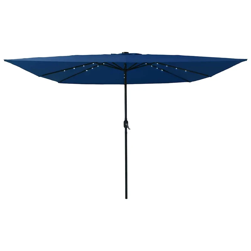 Parasol de jardin pliable moderne 295 x 295 x 245 cm avec lumières LED ambiance cosy en polyester azur 02_0058810